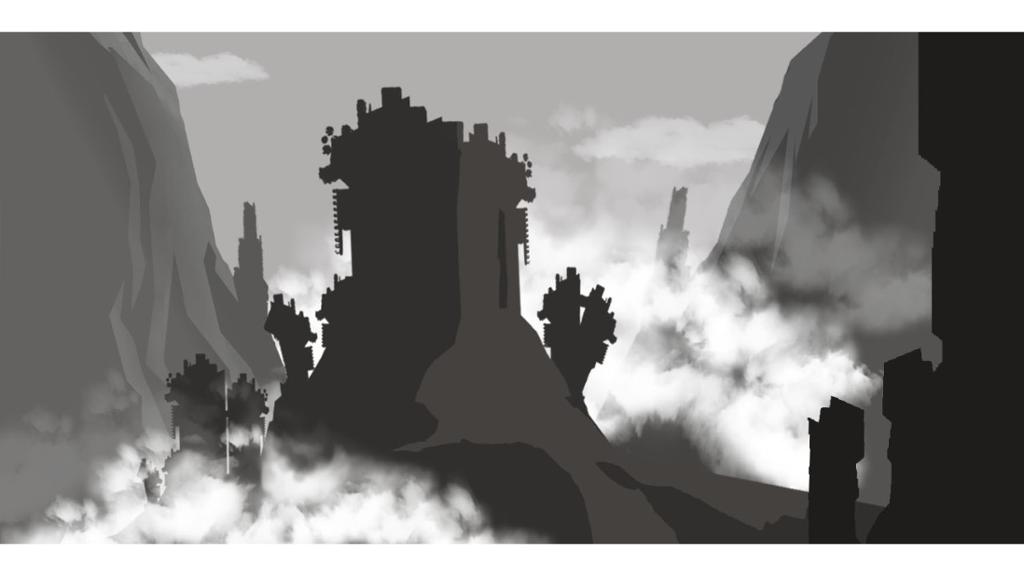 Grayscale mountain landscape