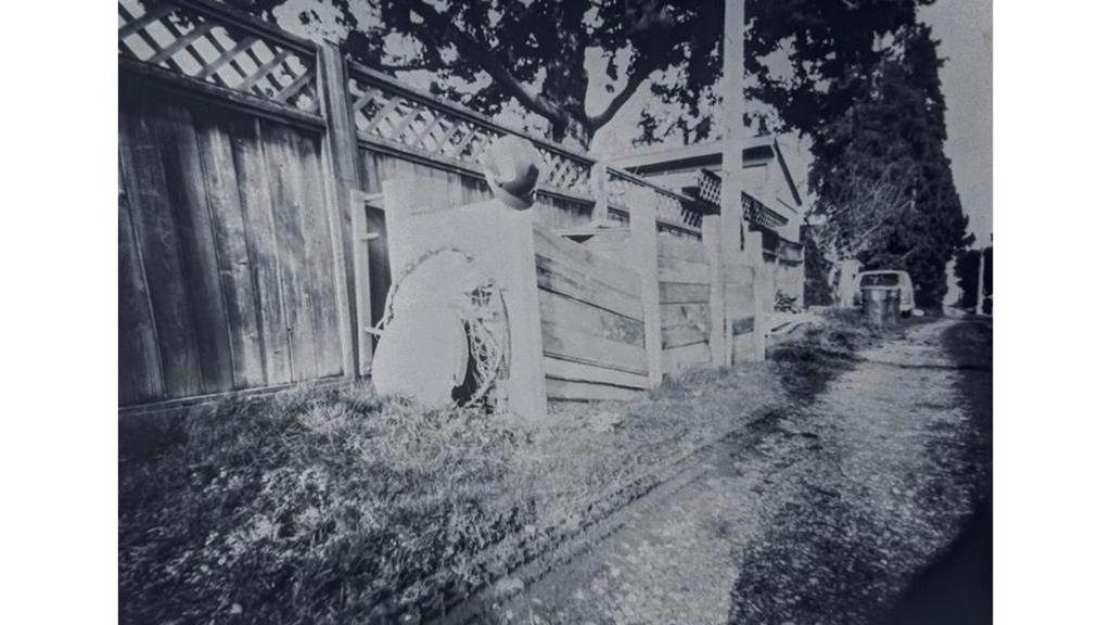 Black and white photo of a fence