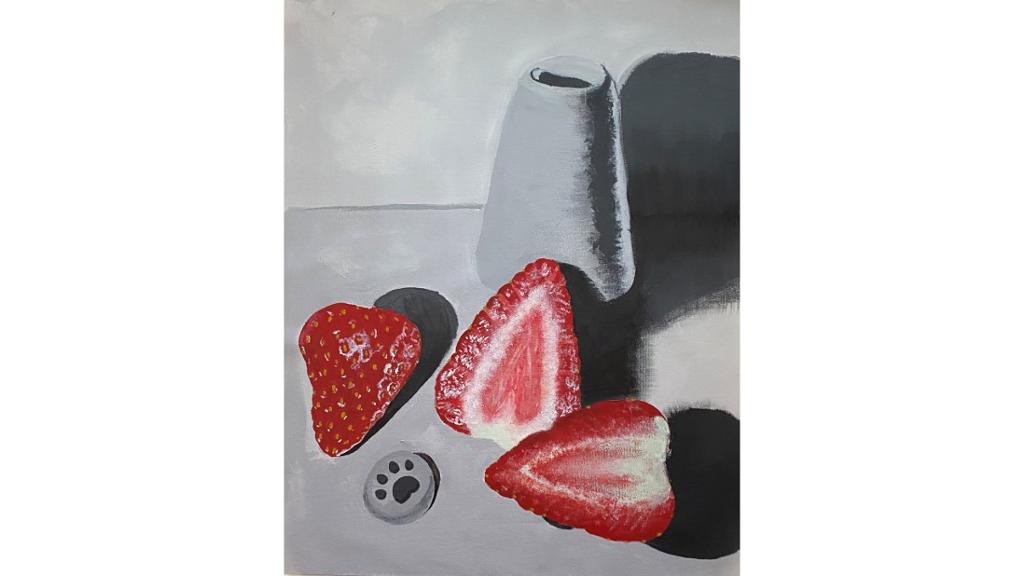 Red strawberries on a white table