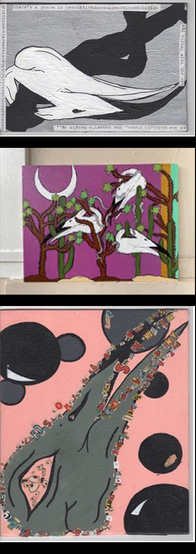 collage of three paintings from Lauren Napier's Desert Drought series